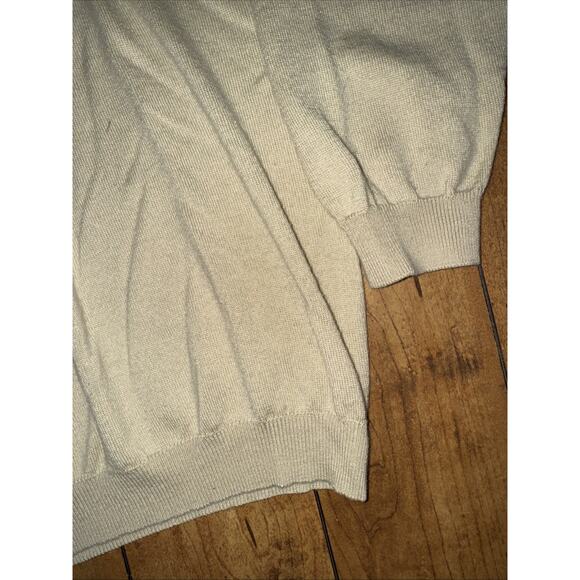 Maxini Collezione Cream V-Neck Knit Sweater Men’s Large 22x25 Minimalist - Picture 2 of 4